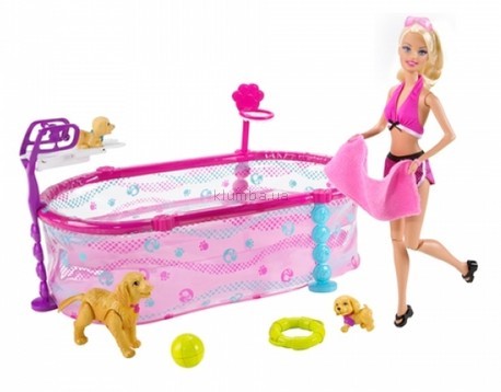 Детская игрушка Barbie Барби с набором Школа плавания для щенков