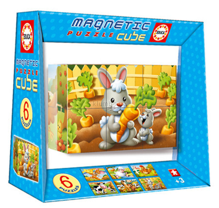 Детская игрушка Educa Магнитный пазл-куб Веселые зверята
