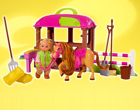 Детская игрушка Steffi Love Ева и портативное стойло с конем