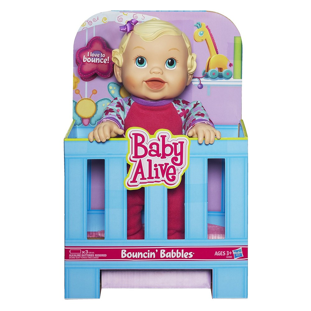 Baby alive интерактивная кукла пупс в манеже блондинка bouncin' babbles doll фото №1