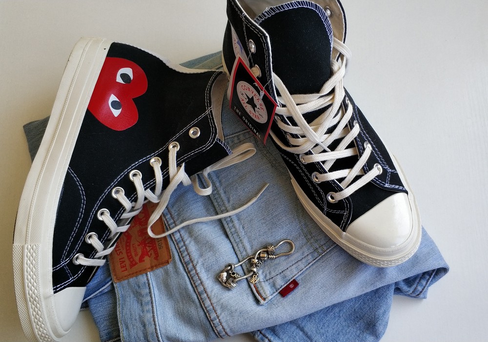 converse comme des garcons black high