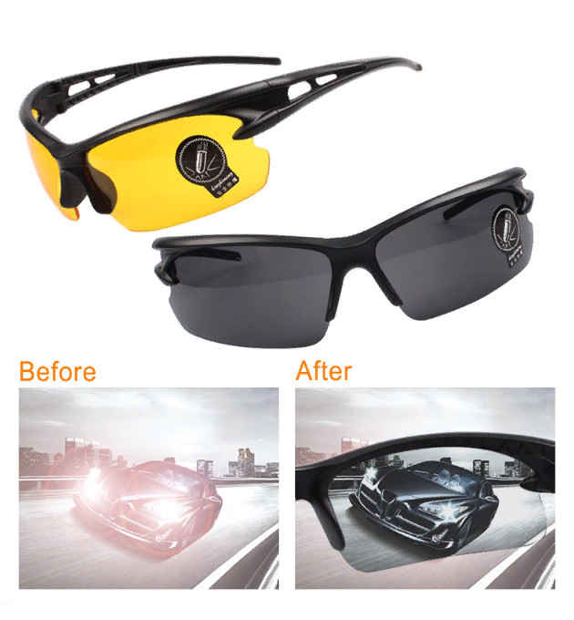 Противоударные очки антифары для водителей с черными дужками (антиблики) фото №1