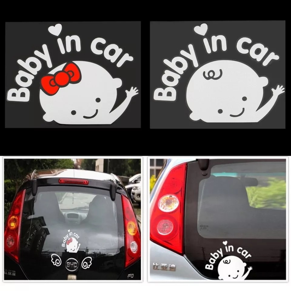 Наклейка на машину "малыш в машине", с светоотражающим эффектом два вида фото №1