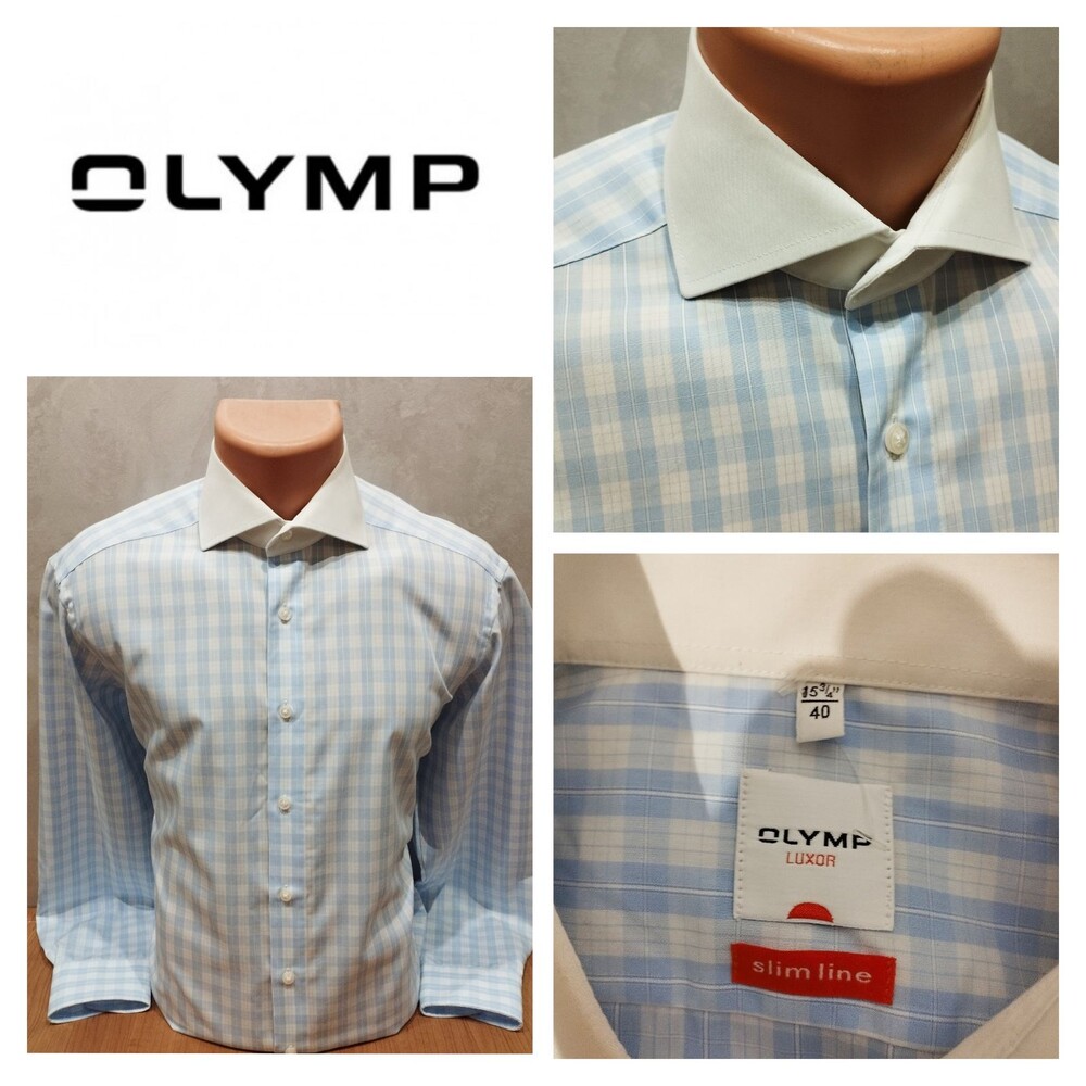 Бескомпромиссного качества хлопковая рубашка в клетку успешного немецкого бренда оlymp. фото №1