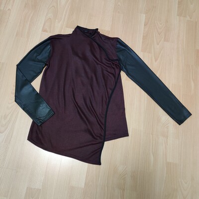 Кардиган із шкіряними рукавами