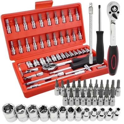 Набір інструментів Socket Wrench Set 46 в 1 у пластиковому кейсі